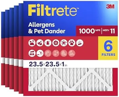 6-Pack 23.5"x23.5"x1" Filtrete MPR 1000 MERV 11 AC Furnace Air Filters