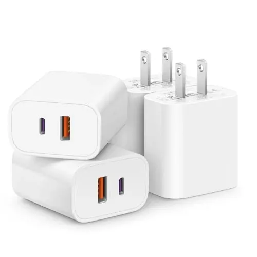 CXX 4-Pack 2-Port 20W USB-C + QC 3.0 USB-A Wall Adapters