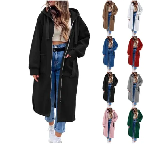 Long Hoodies Fleece Zip Up Jackets