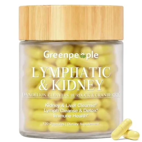 Greenpeople Lymphatic Drainage and Kidney Cleanse Herbal Supplement 120-Capsule Bottle