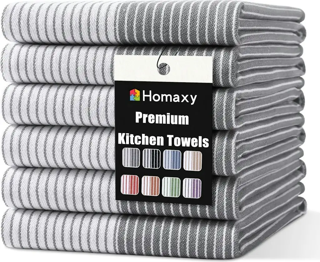 Homaxy Premium 100% Cotton Kitchen Towels 6-Pack