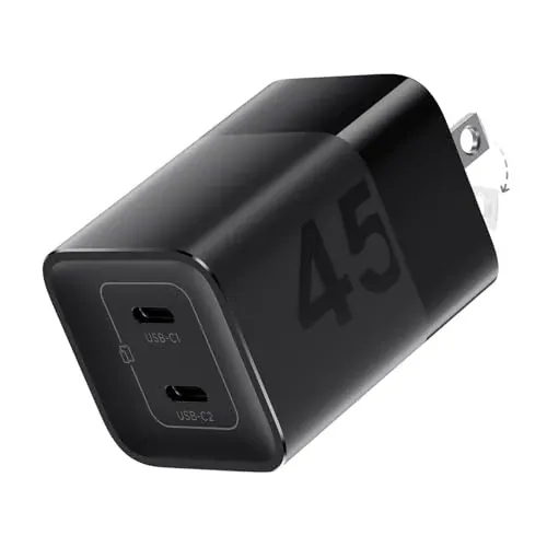 Wegear 45W 2-Port GaN USB-C Wall Charger with PPS & Foldable Prongs