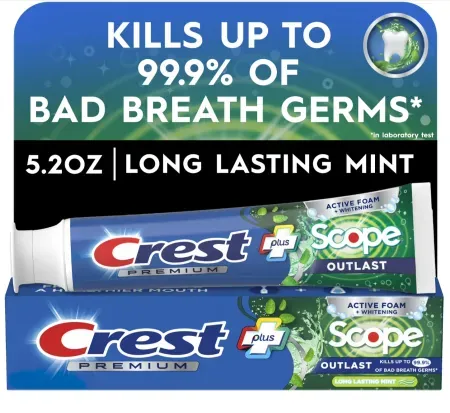 12-Pack 5.2oz Crest Premium Plus Scope Outlast Toothpaste