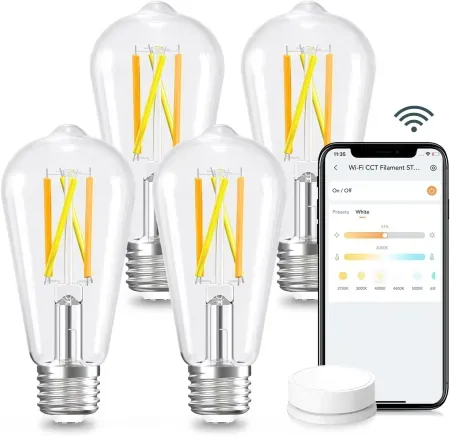 4-Count Linkind ST19 Dimmable Tunable White Smart LED Edison E26 Bulbs w/ Remote
