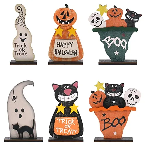 Black Cat, Pumpkin Monster & Ghost Decorations 6-Piece Set