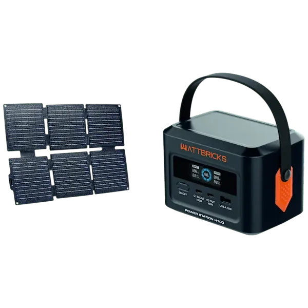 Wattbricks H100 99.2Whr Power Station + 30W Solar Panel
