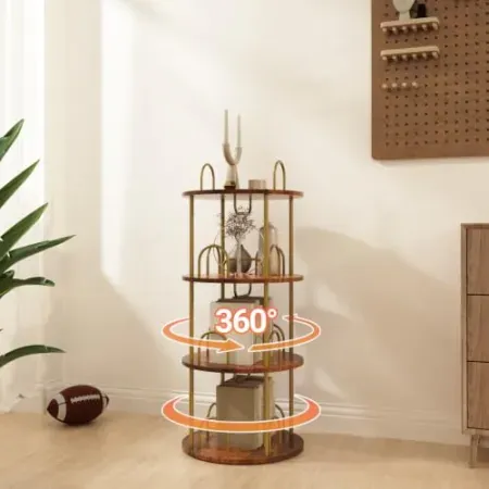 Aetuooke 360° Rotating Round Bookshelf Tower