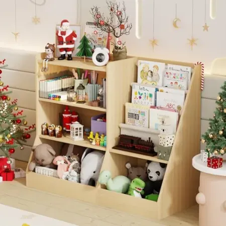 IKALIFE 40" Large Kids Wooden Bookshelf and Toy Storage Organizer