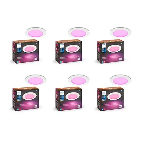 6-Pk 6" Philips Hue 1200 lm Smart Slim LED Recessed Downlight