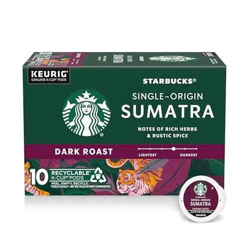 Starbucks K-Cup Coffee Pods Sumatra Dark Roast 10 Count