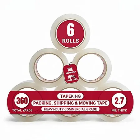 6-Pk 60 Yard x 2" Tape King Heavy Duty Clear Packing Tape Roll