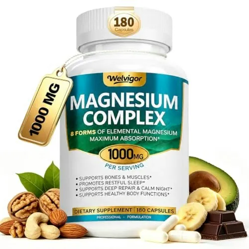 Welvigor 8-in-1 1,000mg Magnesium Complex 180-Capsule Bottle