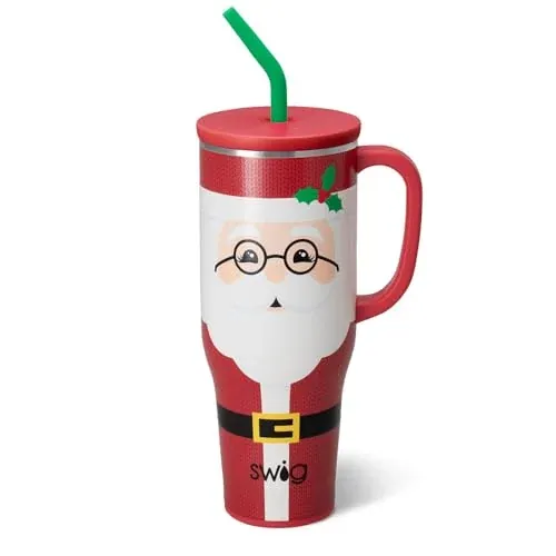 Swig Life 40oz Insulated Mega Mug with Handle & Straw, Mr Claus