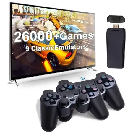 RRTFV Retro Game Console w/ 26,000+ Games, 9 Emulators & 2.4GHz Controllers