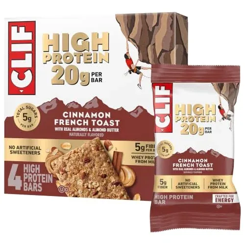 CLIF HIGH PROTEIN Cinnamon French Toast Protein Snack Bars, 4 ct