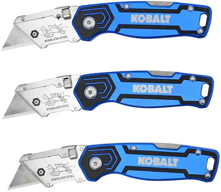 Kobalt Blue Lockback 3/4-in Folding Utility Knife, 3-Pack