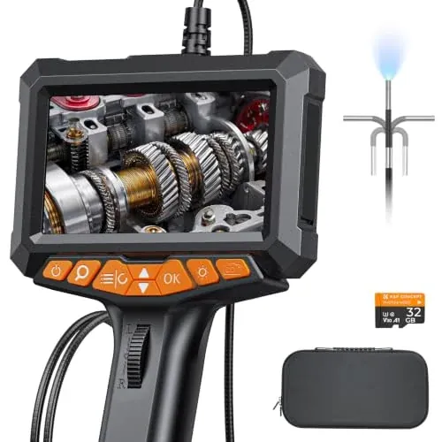 Kentfaith Borescope Camera with Light, 6.2mm Probe, 210° Articulation