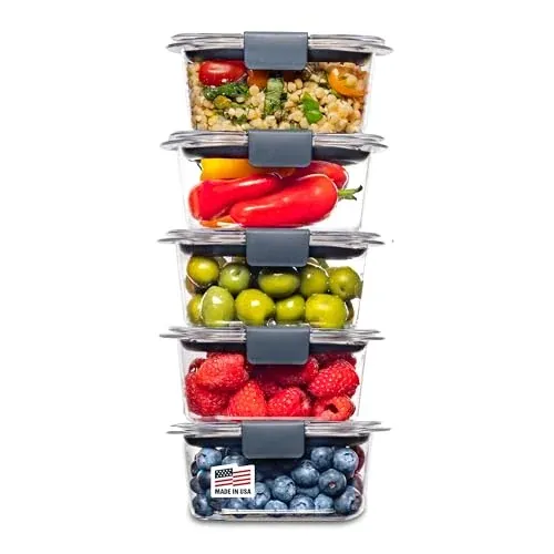 5-Pack 1.3-Cup Rubbermaid Brilliance BPA-Free Plastic Food Storage Containers