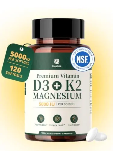 Vitamin D3 K2 5000IU D3 100mcg MK7 120 Softgels
