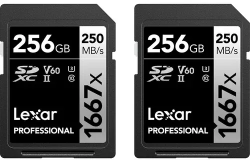 2-Pack Lexar 256GB Professional 1667x UHS-II V60 SDXC