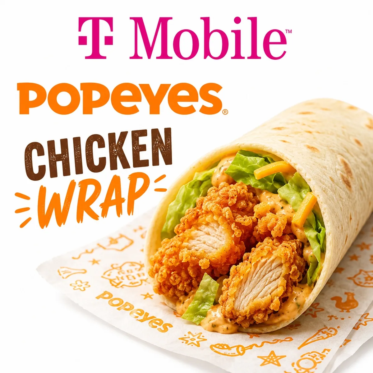 Free Popeyes Chicken Wrap with $2 Purchase for T-Mobile Subscribers