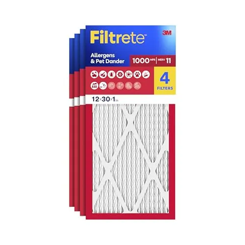 Filtrete 12x30x1 Air Filter 4-Pack, MERV 11
