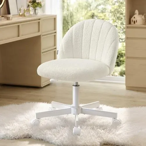 SONGMICS Swivel Makeup Vanity Desk Chair Warm White