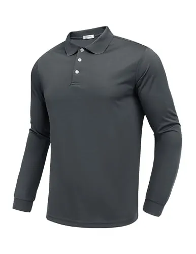 Pinspark Men's Long Sleeve Quick-Dry Golf Polo Shirt