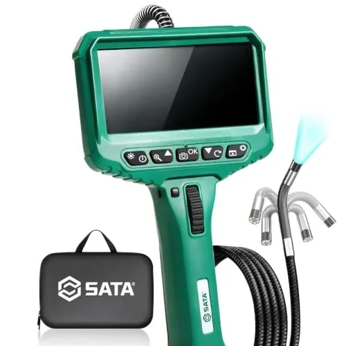 SATA Articulating Borescope Camera with Light, 210° Two-Way Endoscope