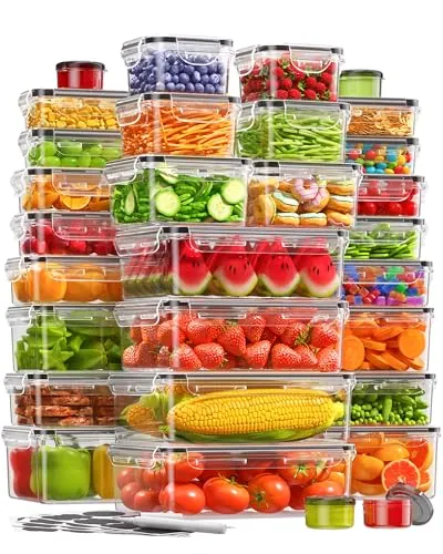 60-Count Plastic Food Storage Containers with Lids