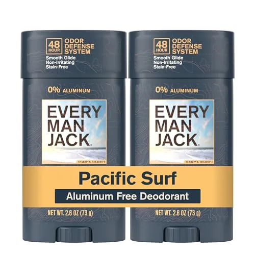 Every Man Jack Aluminum Free Deodorant for Men, Pacific Surf, 2pk