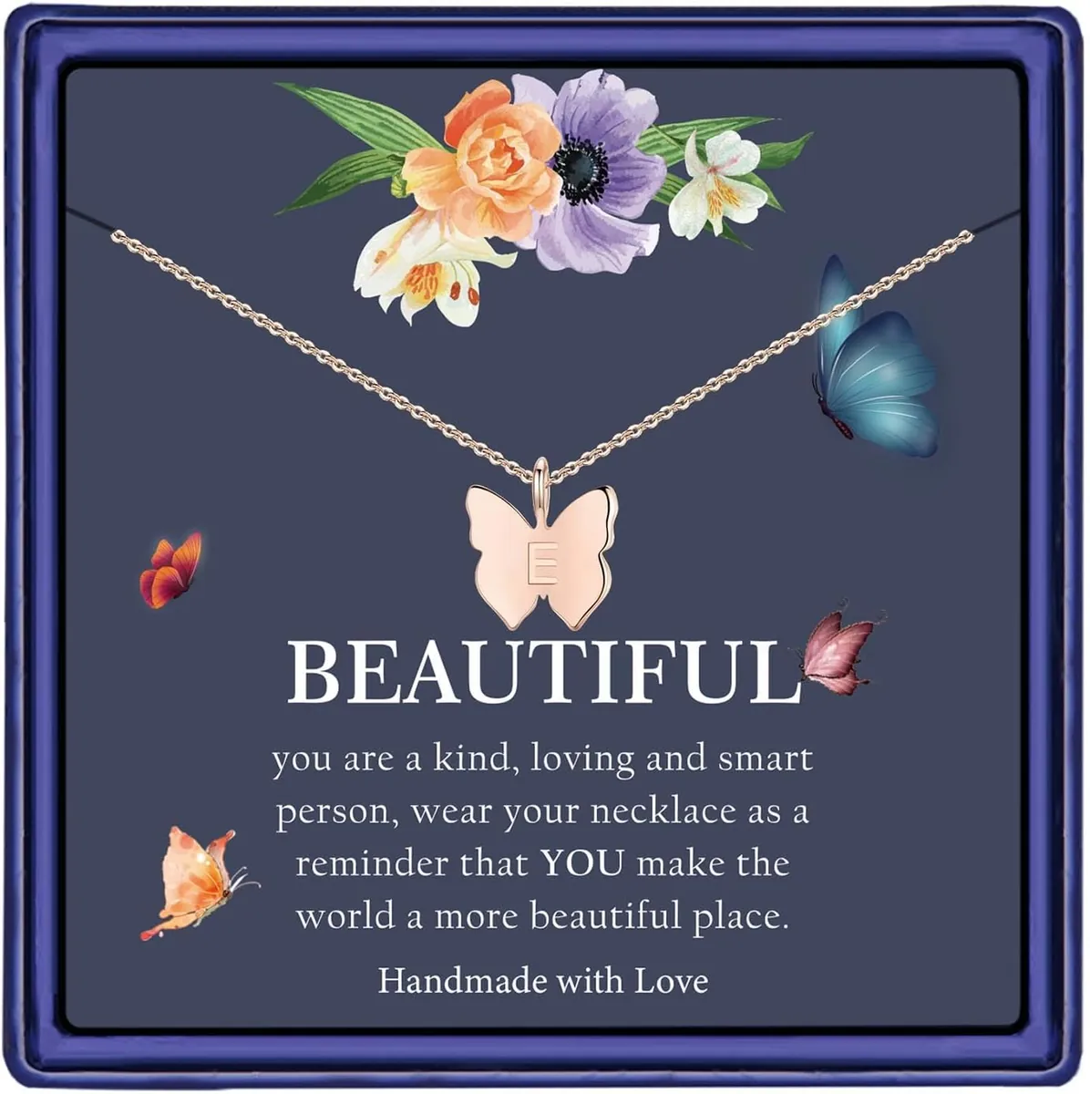 Hidepoo Dainty Initial Butterfly Necklace in Gift Box