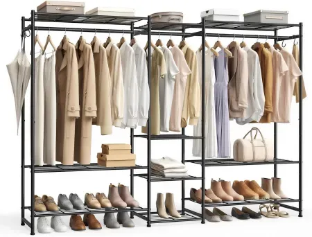 81.3" SONGMICS Portable Closet Wardrobe w/ 10 Shelves
