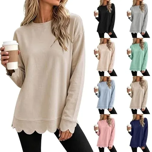 Crewneck Scalloped Sweatshirts
