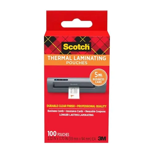 Scotch 100-Pack 2.3" x 3.7" Business Card Thermal Laminating Pouches