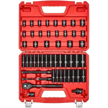 50-Piece VEVOR 3/8" Drive 6-Point Deep & Shallow Impact Impact Socket Set