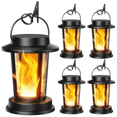 4-Pack TuyLuxe Outdoor Solar Lanterns w/ Flickering Flame LED