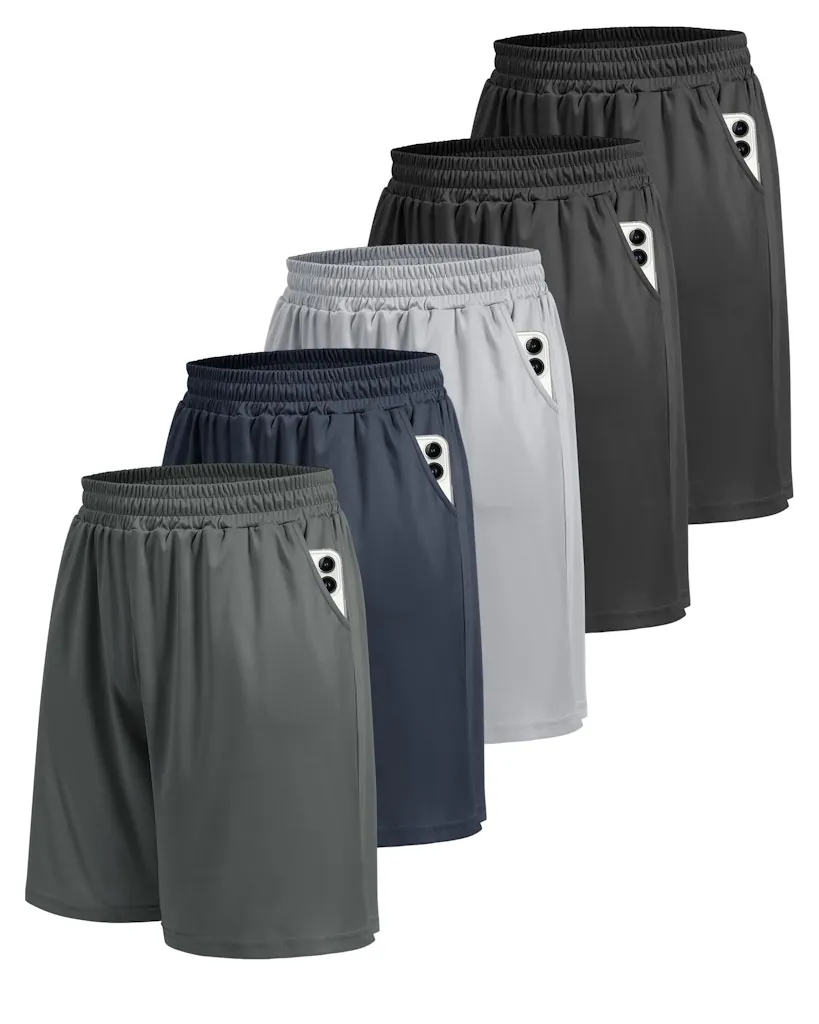 Men's Athletic Gym Shorts 5-Pack (L only)
