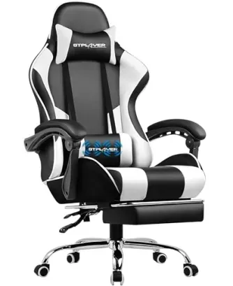 GTPLAYER Gaming Chair w/ Footrest and Lumbar Support
