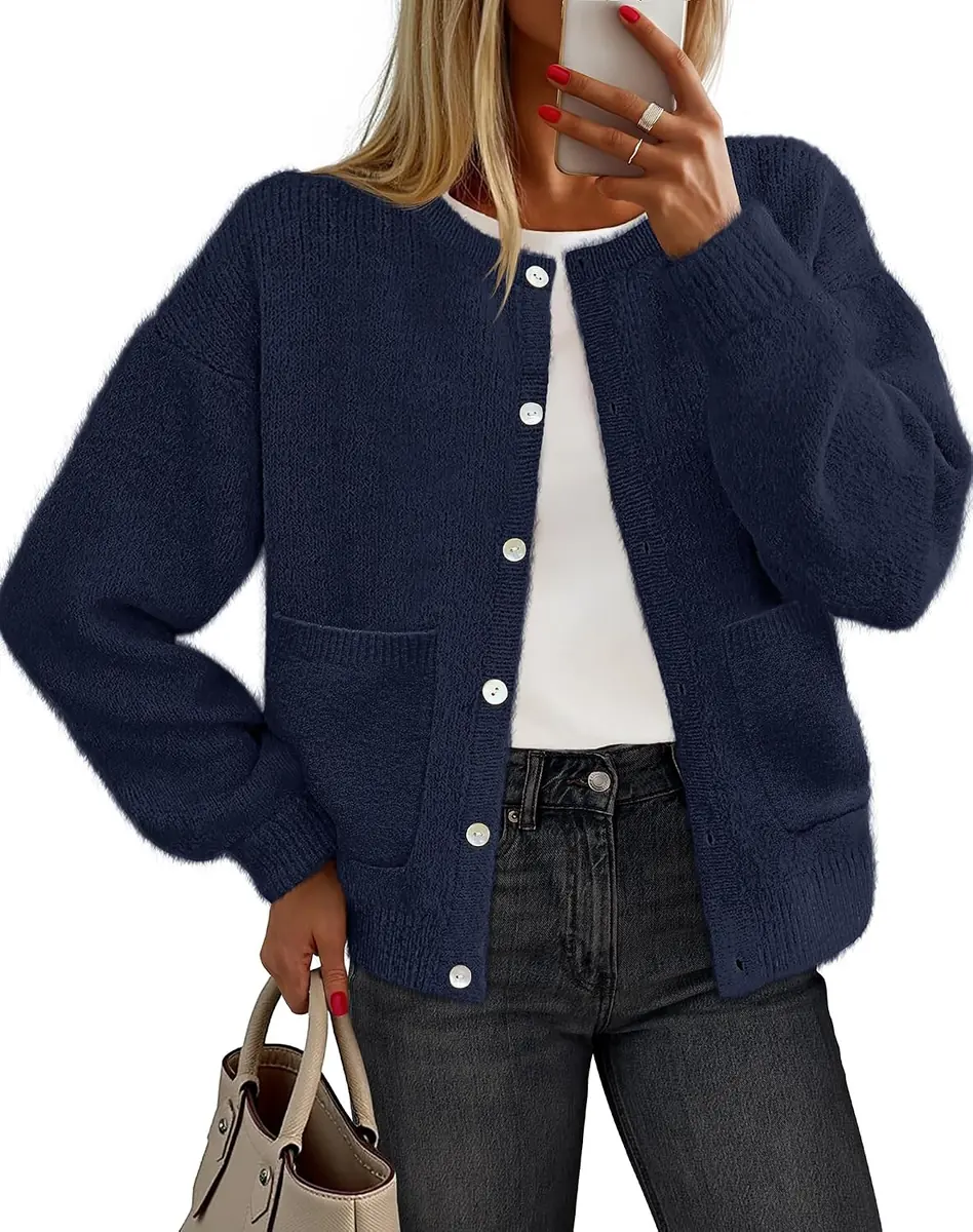 MEROKEETY Cardigan Sweater w/ Pockets
