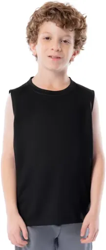 Athletic Works Boys' Core Active Muscle Tank 2-Pack, Rich Black/Vivid White