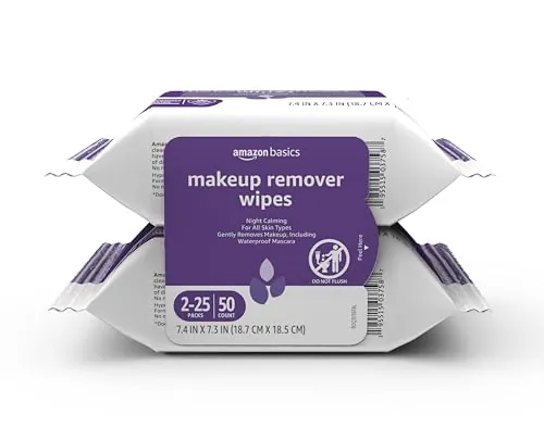 Amazon Basics Makeup Remover Wipes, 25 Count Per Pack, Pack of 2