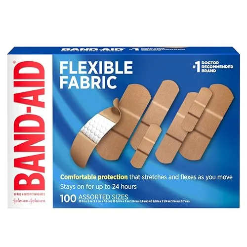 Band-Aid Flexible Fabric Bandages Assorted Sizes 100-Pack