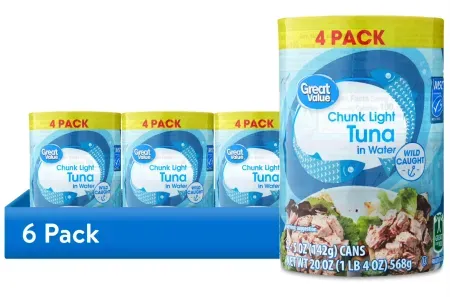 24-Pack Great Value Chunk Light Tuna in Water (5oz Cans)