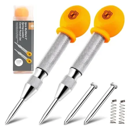2-Piece Mulwark 5" Spring Loaded Center Punch Set w/ Replacement Tip/Springs & Case