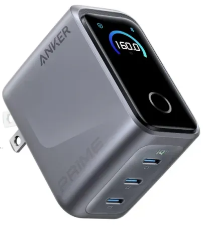 Anker Prime 3-Port 160W GaN USB-C Compact Charger w/ Smart Touch Display (Refurb)