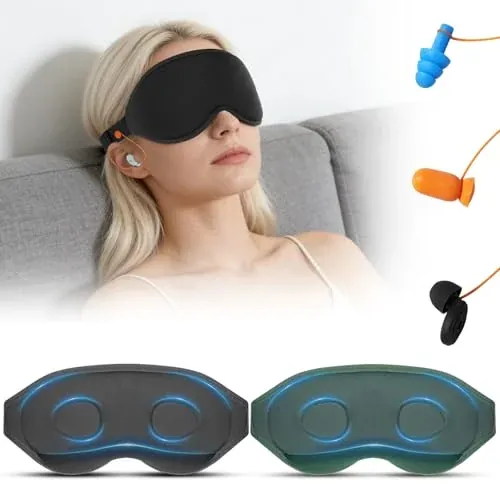 3D Contoured Sleep Mask with Earplug Keeper