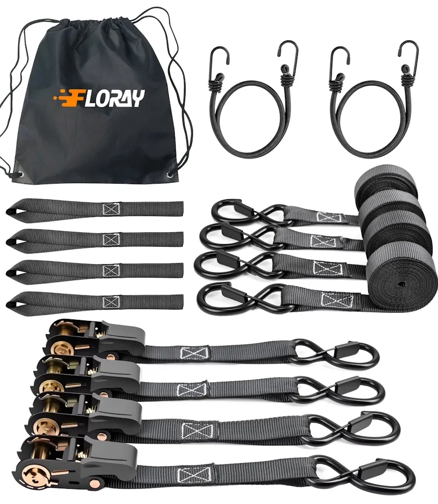 Heavy Duty Ratchet Strap w/ S Hooks 4-Pack