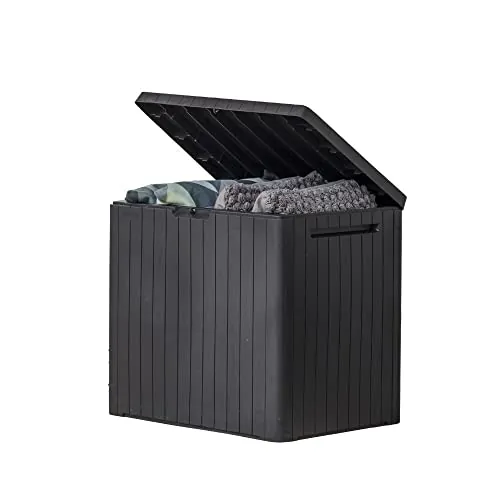 Keter City 30 Gal Outdoor Storage Box and Patio Side Table