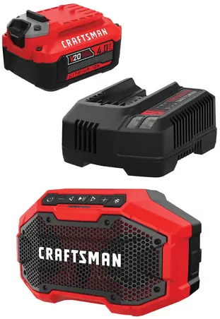 CRAFTSMAN V20 4Ah Battery and Charger Kit with Cordless Bluetooth Speaker